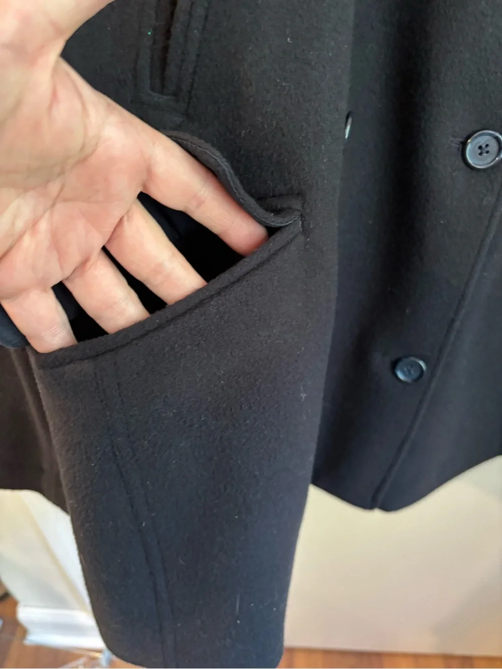 J.Crew Classic Black Wool Peacoat XL - Picture 5 of 7